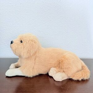 Ultra Realistic Golden Retriever Dog Figurine Lifelike Faux Fur Puppy Decor